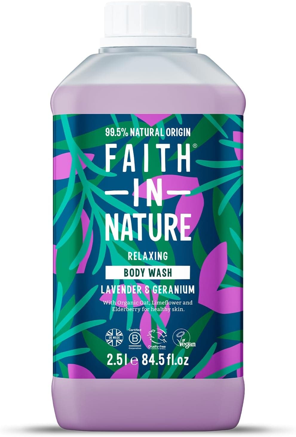 Faith In Nature Natural Lavender Geranium Body Wash Relaxing Shower Gel Vegan Cruelty Free No SLS or Parabens 25L Refill