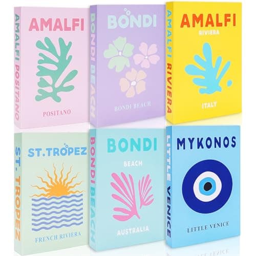 Whaline 6Pcs Preppy Decorative Books Foldable Fake Books Bundle Room Decor Aesthetic Coffee Table Books Decor for Back to School Classroom Display Office Home Bookshelf Decor Stuff Things