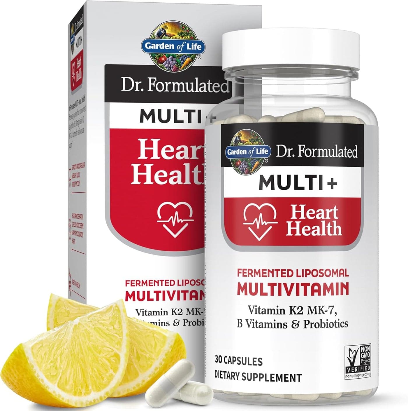 Garden of Life Dr Formulated Multi Heart Health Fermented Liposomal Multivitamin Vitamin K2 MK7 B Vitamins Probiotics One a Day for Cardiovascular Blood Vessel Function 30 Capsules