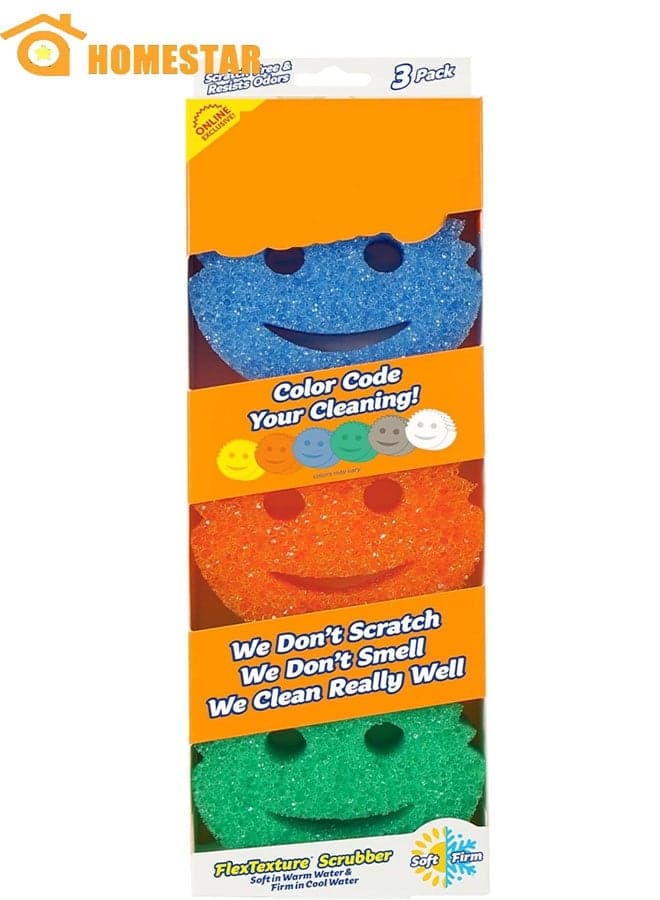 3 Pcs Color Sponge, Scratch-Free Multipurpose Dish Sponge, BPA Free, Made with Polymer Foam, Stain and Odor Resistant