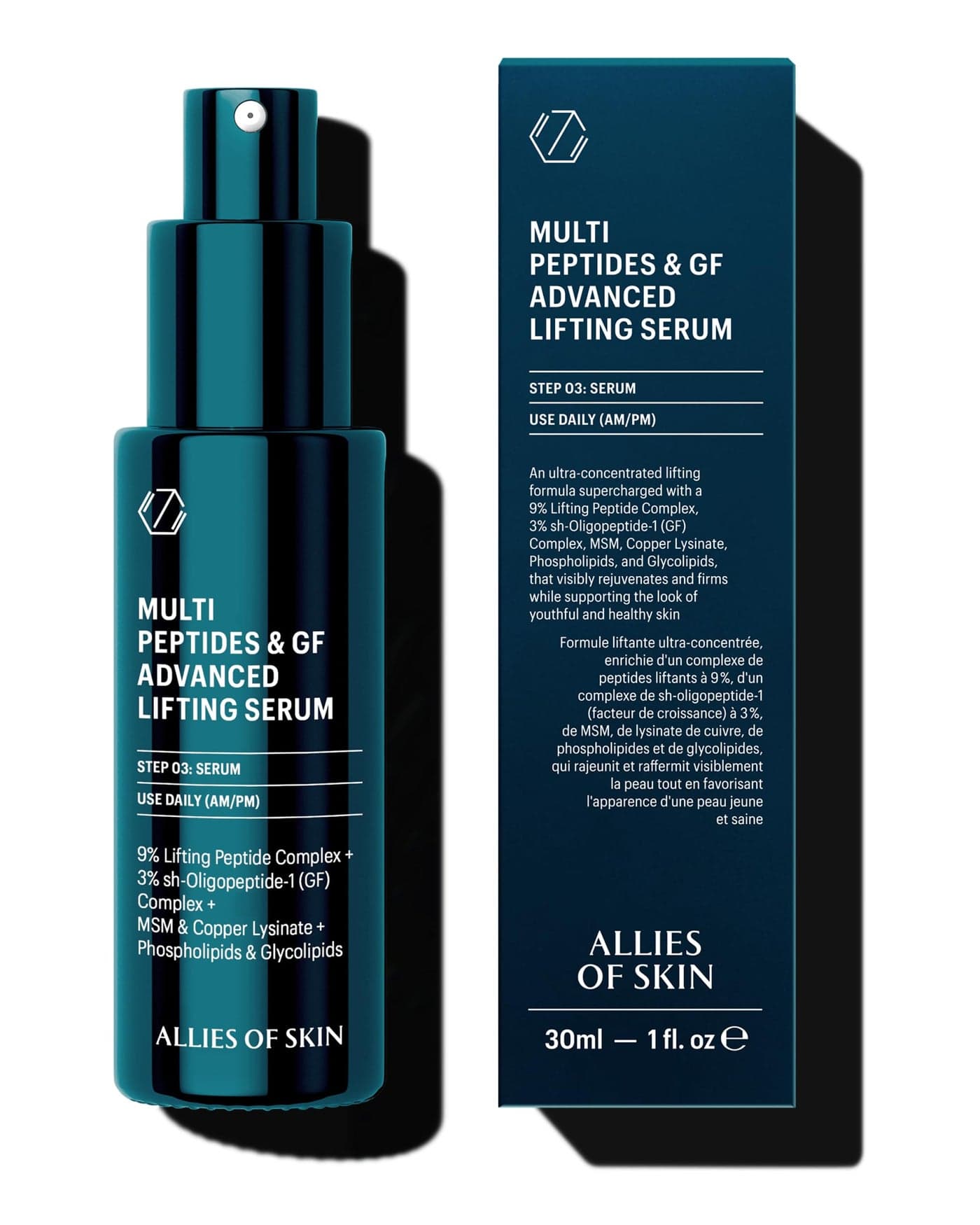 Allies of Skin Multi Peptides Growth Factor Collagen Boosting Face Serum Skin Tightening AntiAging Complex with 9 Peptides Firms Sagging Skin Visibly Reduces Wrinkles 1 oz