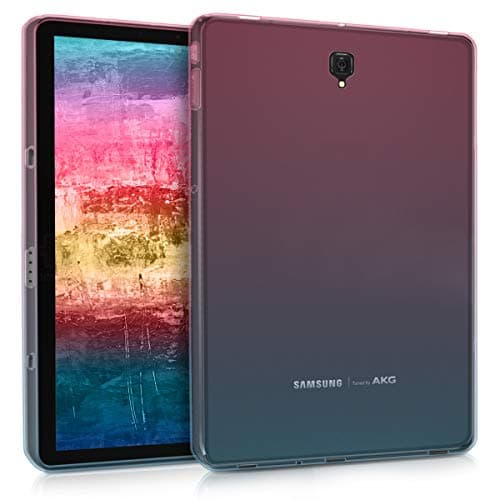 kwmobile TPU Silicone Case Compatible with Samsung Galaxy Tab S4 10.5 - Case Soft Flexible Protective Cover - Bicolor Dark Pink/Blue/Transparent