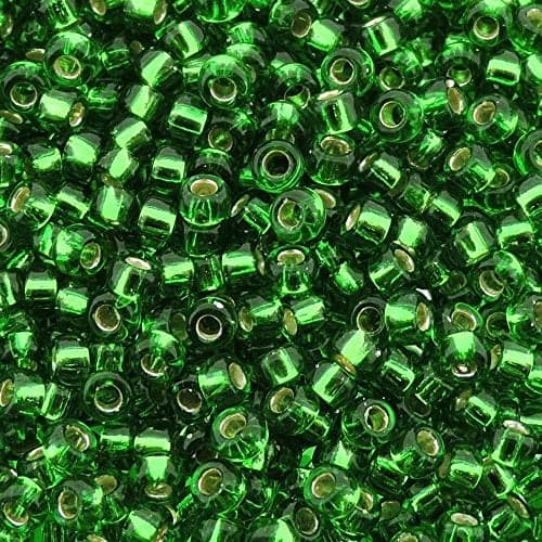 Green Silver Lined Miyuki Japanese round rocailles glass seed beads 11/0 Approximately 24 gram 5 inch tube