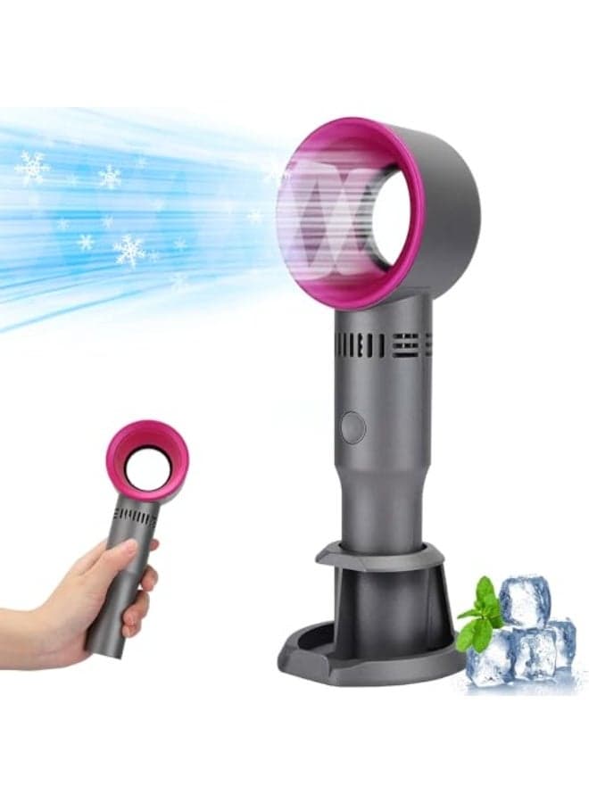Bladeless Handheld Fan, Yakiter Portable Three Speed Desk Fan, USB Rechargeable 2000 mAh Large Capacity Handheld Fan, for Kids Baby Travel Camping Office Room (Pink)