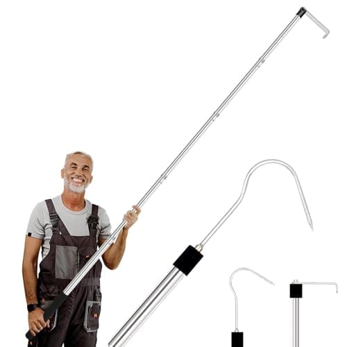 Truck Cargo Grabber 3470 Inch Sturdy Pickup Truck Bed Cargo Retrieval Pole with 2 Replacement Hooks Essential Bed Buddy Truck Cargo Retriever for Easy Pickup