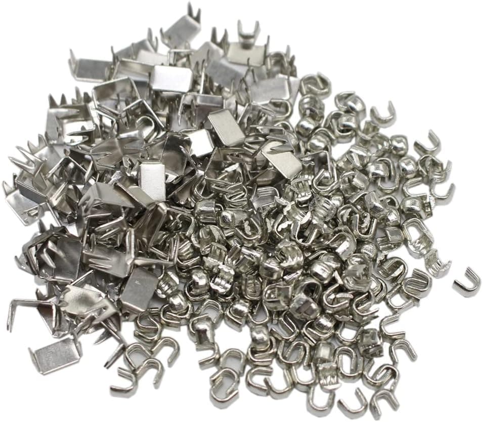 YaHoGa 300 pcs 5 Silver Metal Zipper Bottom Stops Top Stops for Zipper Repair Silver