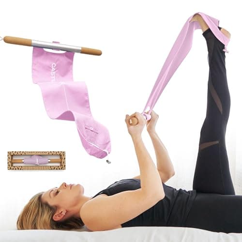 CastleFlexx Mobility and Full Body Strengthening Device NonElastic Stretch Strap with Natural Premium Cork Handles for Stretching Exercise Physical Therapy and Yoga