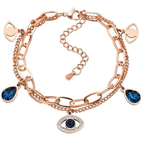 Fashion Frill Bracelet For Girls Evil Eye Multi Layered Rose Gold Bangle Bracelet For Women Girls Stylish Womens Jewellery Stackable Bracelets