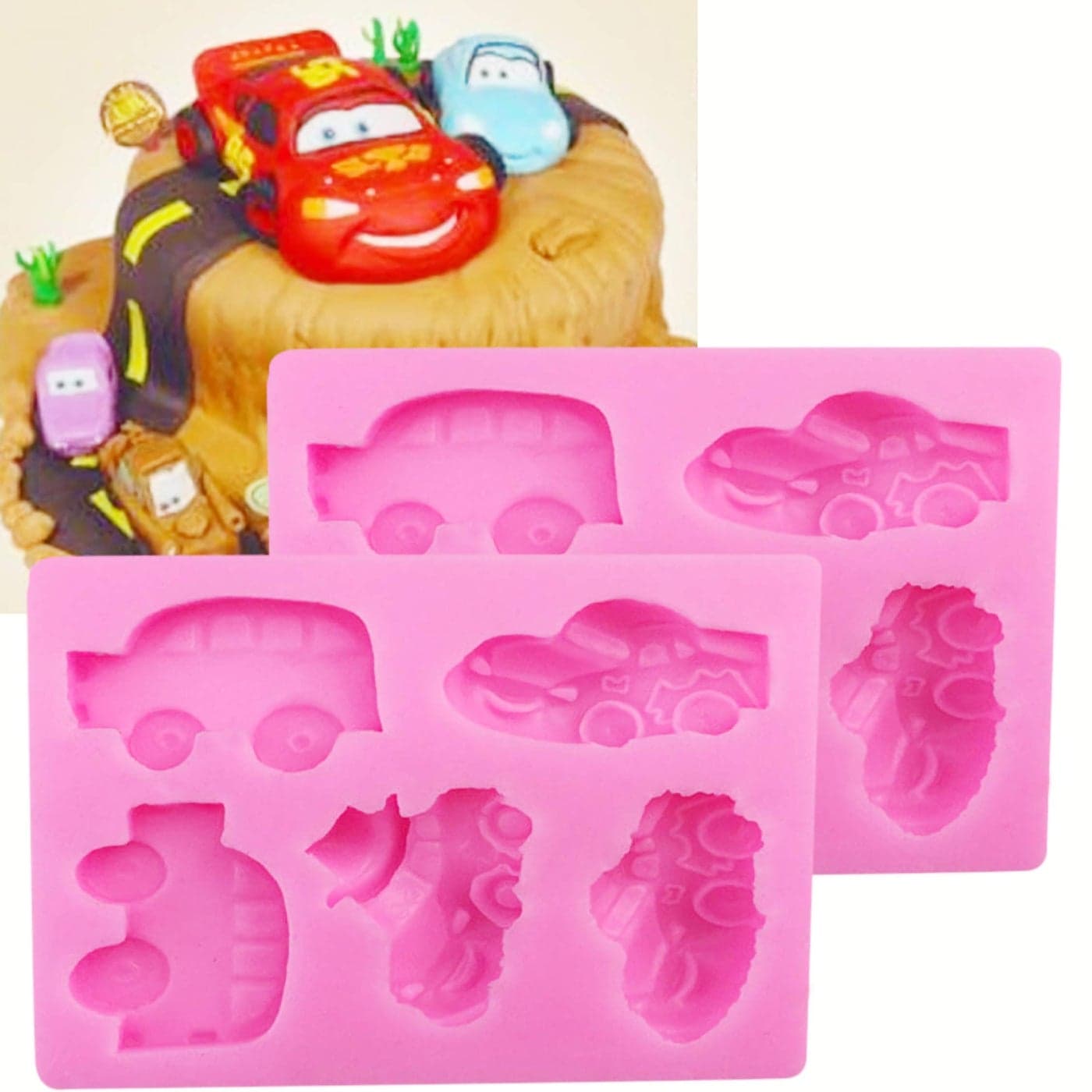 HengKe 2 Pieces 5 Car and Sports Car Shape Silicone Molds Food Grade Cake Molds Cake Baking Molds Cake Pan Muffin Cups Handmade Soap Molds IcingBiscuit Decor Chocolate Ice Cube Tray DIY Mold