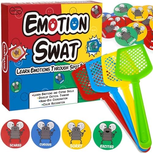 Garybank Emotions Swat Games for Kids Social Emotional Learning Activities W56 Emotion Cards Speech Therapy Materials for Autism Play Therapy Toys for Counselors Sight Word Game