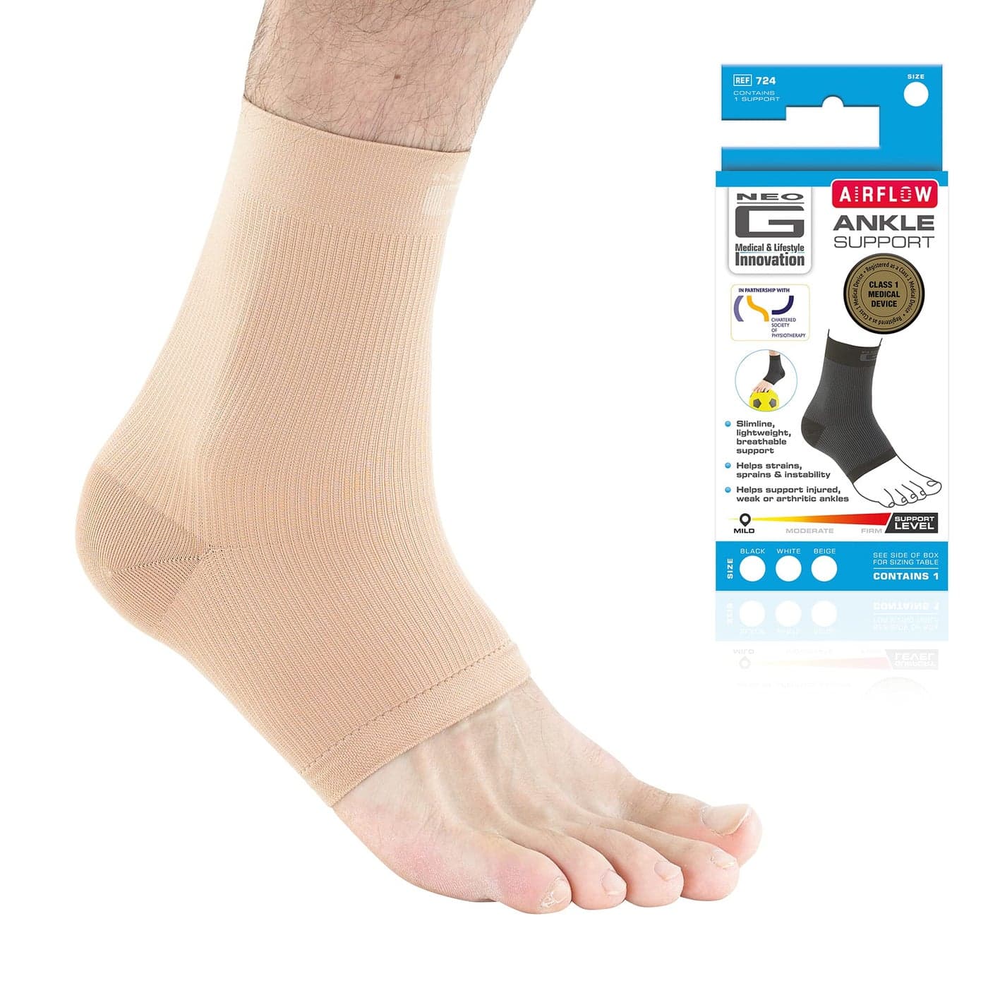 NeoG Airflow Ankle Compression Sleeve Sports Daily Wear Compression Ankle Brace Tendonitis Support Compression Ankle Support for Weak Ankles and Joint Pain Airflow L Beige