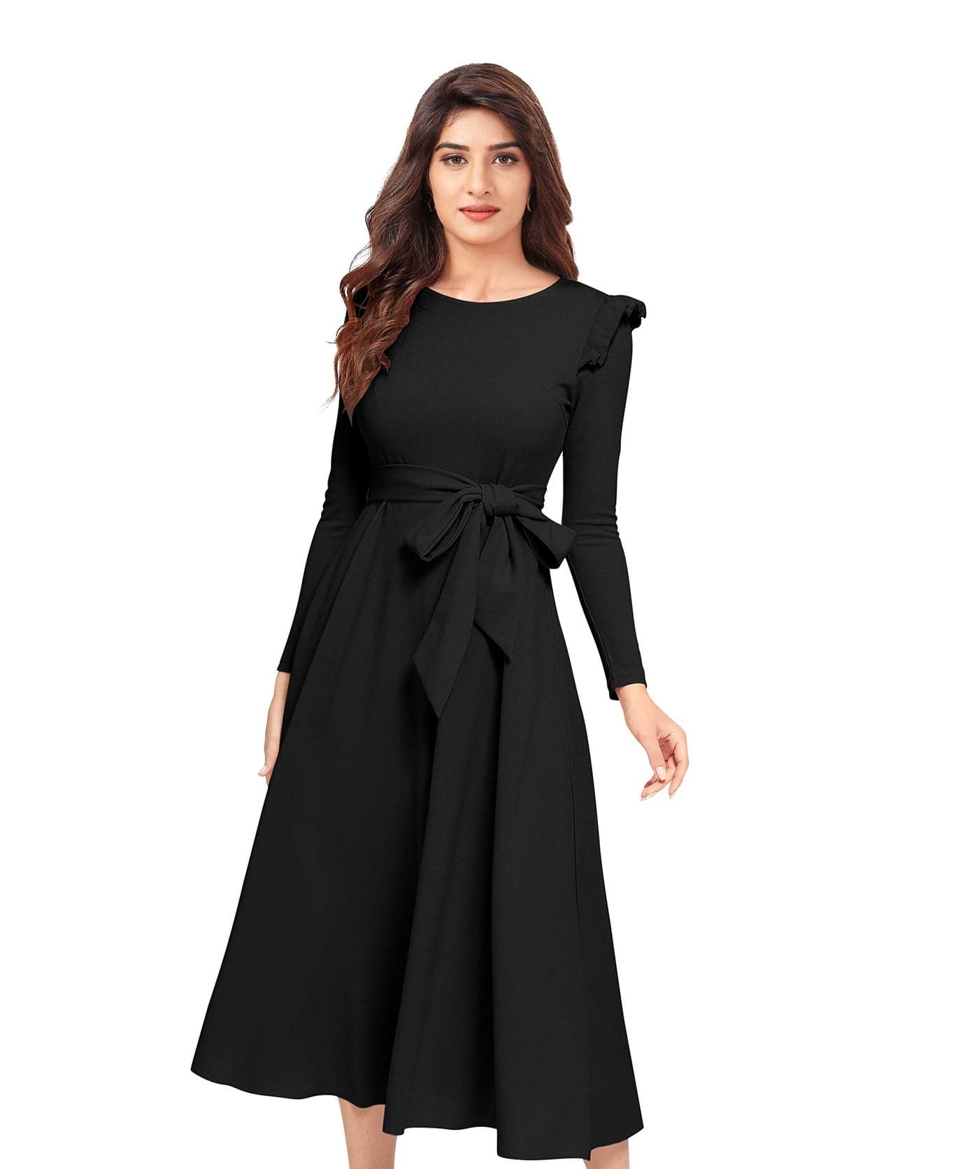 ILLI LONDON Women's A-LINE Maxi Dress (Black, l)