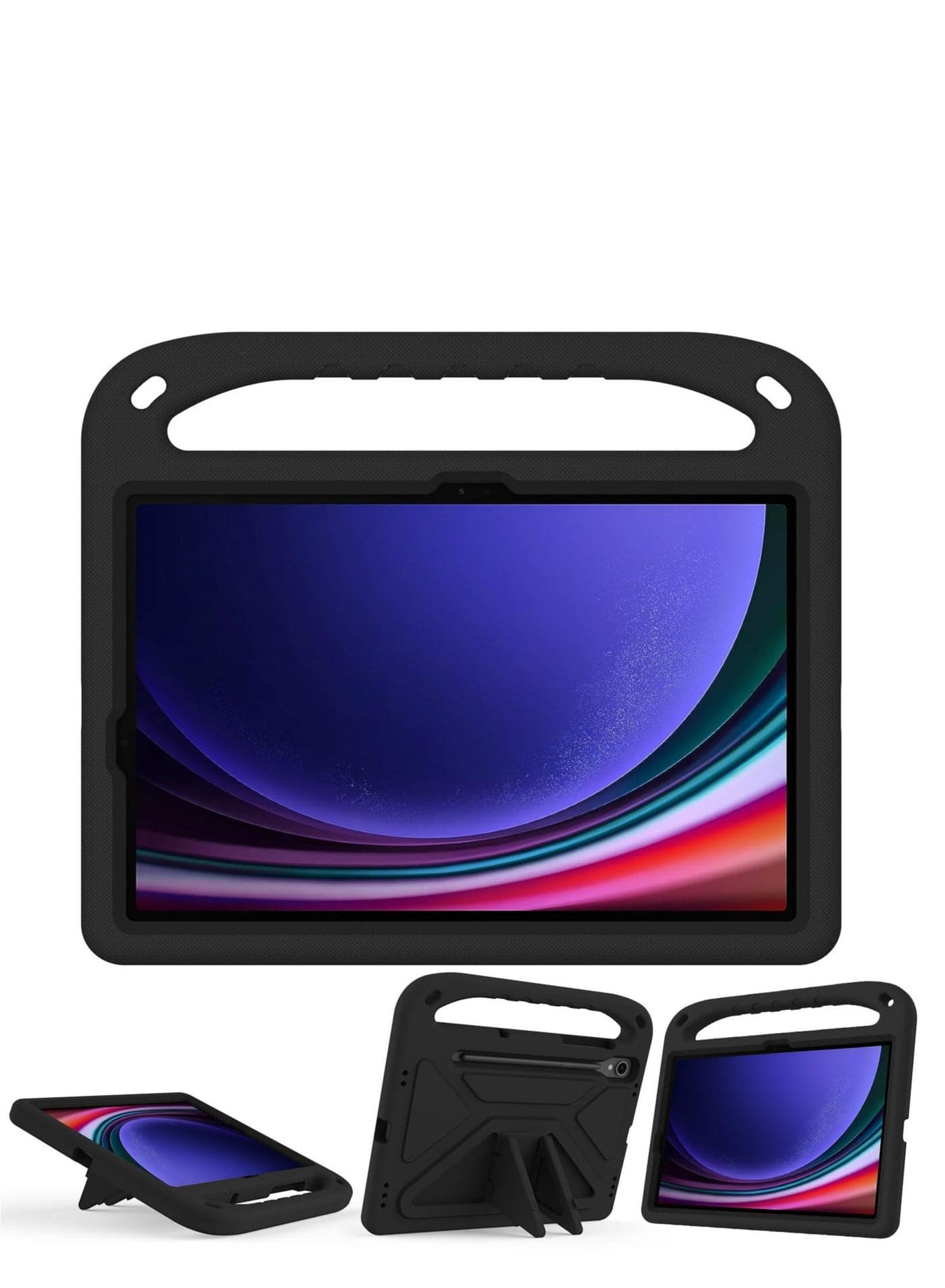 Tablet Case For Samsung Galaxy Tab S9 FE SM-X510/X516B 10.9 Inch Kids Friendly Lightweight EVA Shockproof Handle Stand Protective Cover -Black