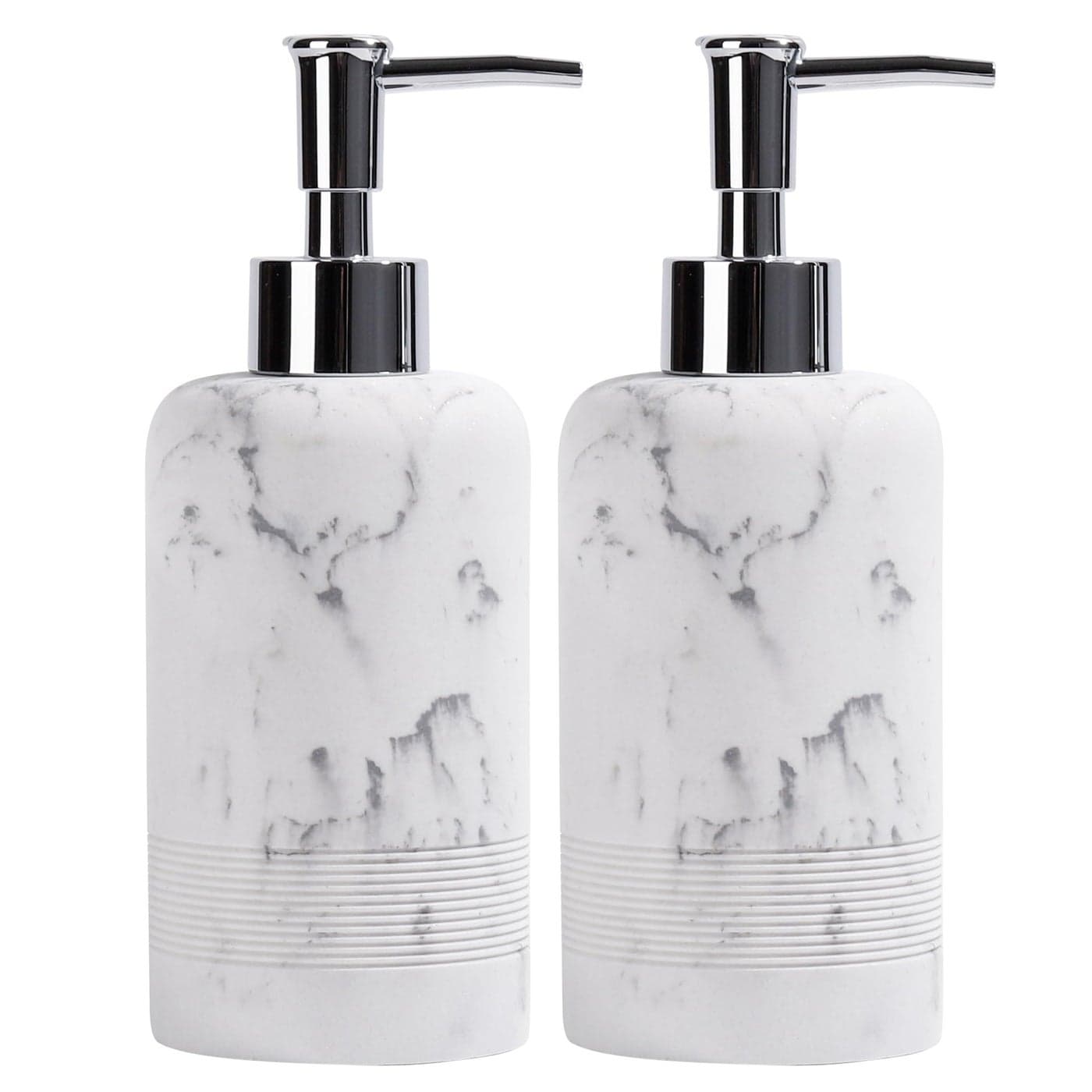 YMXYJM 2pcsSet Hand Soap Dispenser Sets 108oz Refillable Resin Liquid Soap Dispensers with RustProof Pump for Bathroom Countertop or Kitchen Marble White
