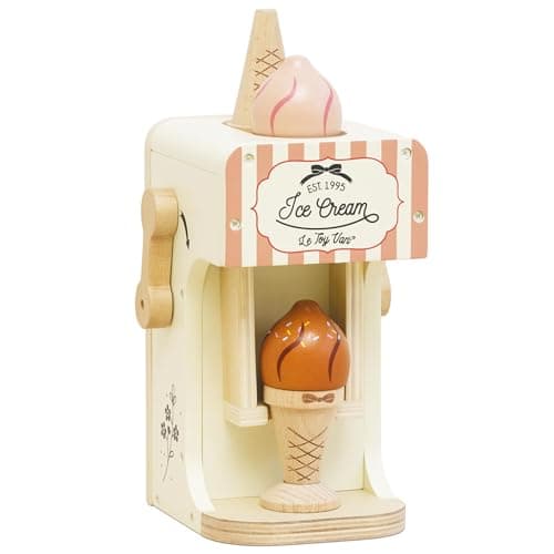 Le Toy Van Ice Cream Machine and Wooden Ice Cream Set Pastel Ice Cream Cones Pretend Play Magnetic Toy Food Role Play Food Play Food Sets for Children Wooden Food Age 3 Years