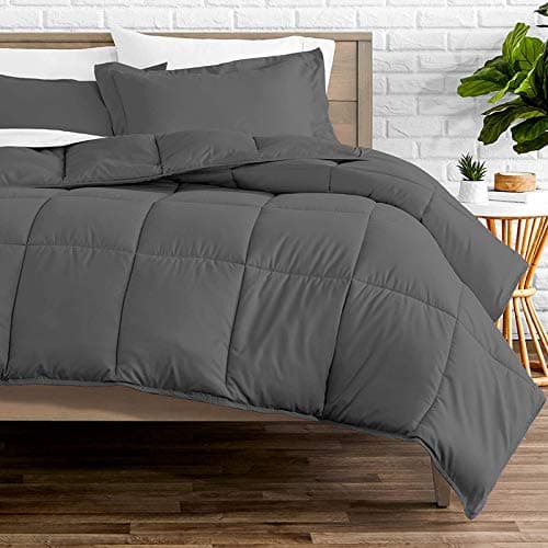 Homespun Soft Microfibre Comforter Blanket Lightweight Reversible Quilt Duvet All Weather, Single Bed, Dark Grey Color