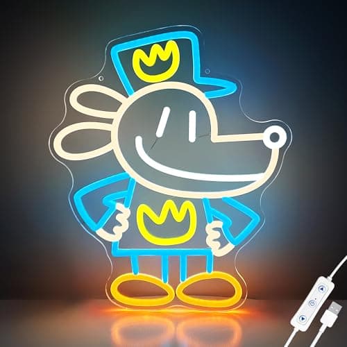 WMAT Officially Licensed Dog Man Neon Signs for Wall Decor, Based on DogMan Series LED Light Up Sign for Bedroom, Kids' Room, Game Room, Party, Perfect Birthday/Christmas Gift for Dog Man Lovers & Fans