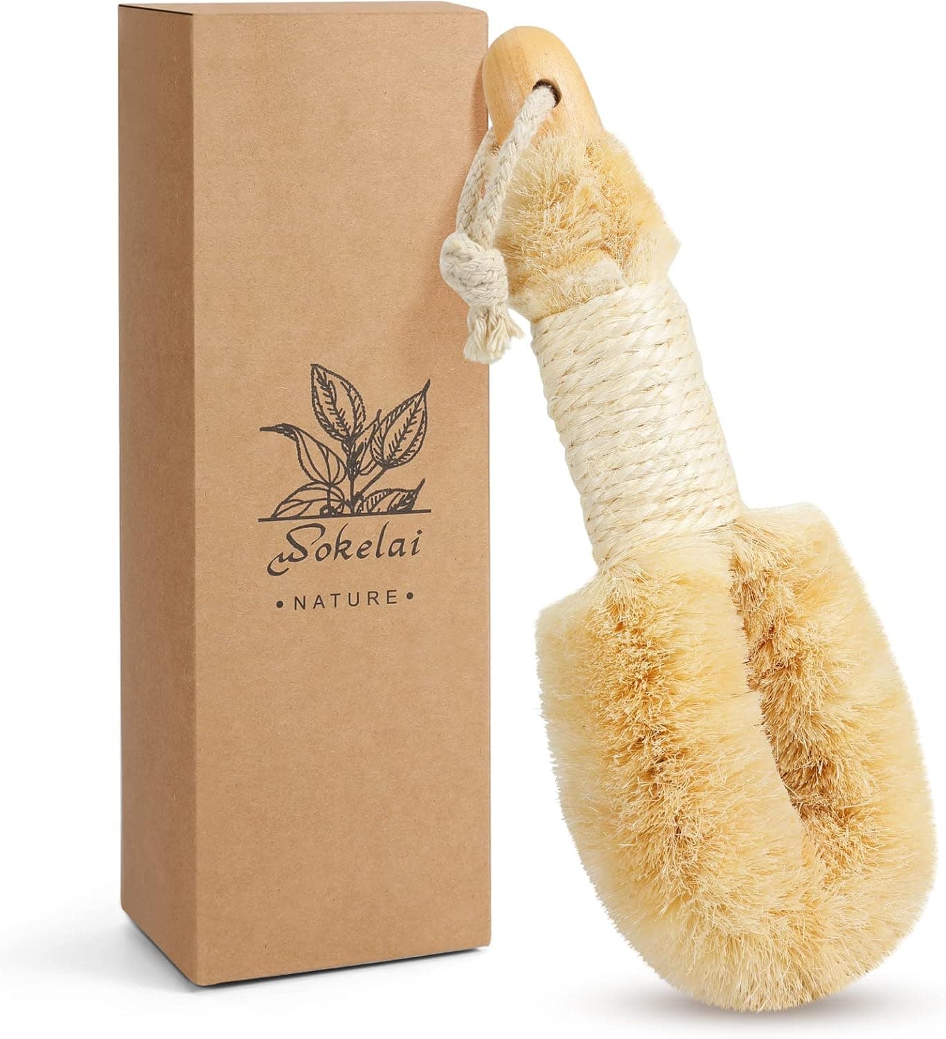 Dry Brushing Body Brush for Skin Exfoliating Body Scrubber Brushes Natural Sisal Bristle for Lymphatic Drainage Cellulite Body Exfoliator for Bath Shower to Improve Circulation Stop Ingrown Hairs