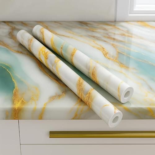 TEKCOOL Premium Wallpaper Stickers for Wall Kitchen Platform Home Decorative Waterproof Oil Proof 60 * 200 CM (Green Gold-2pc)
