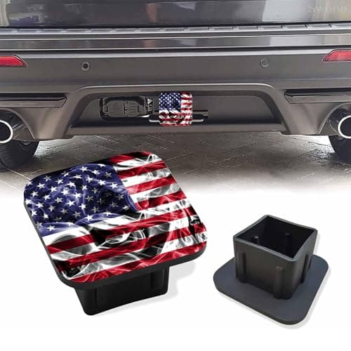 Sutmore Trailer Hitch Cover United States of America Smoke Flag Hitch Cover Rubber Towing Hitch Plug Covers Square 2 Inch Receiver Tube Plug Cap for Trucks Cars SUVs