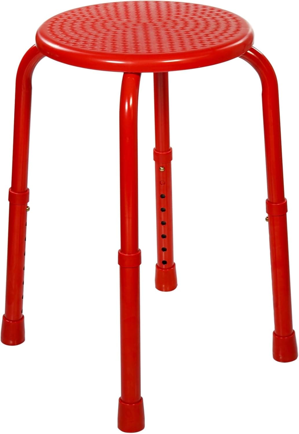 Aidapt Red Multi Purpose Adjustable Stool ShoweringBathWaterproofBar StoolNonSlip FeetSturdyCampingKitchenChildren ChairElderlyDisabledAluminium LightweightNo Tools Required