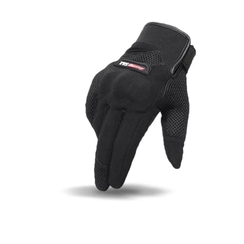 TVS Racing Beast Riding Gloves | All-Weather Riding Protection | Corduroy Top | PVC Knuckle Guard | Touchscreen Ready | Breathable Airmesh | Anti-Fatigue Padded Palm | Men’s Motorcycle Gloves(Black/M)