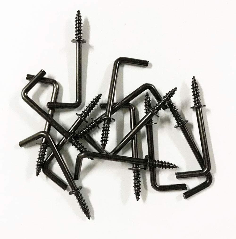 IDEALSV 50 Pcs Black 1-1/4 Inch 1 Shape Screw Hooks L Shape Hooks Vintage 7 Shape Right Angle Medal Hook