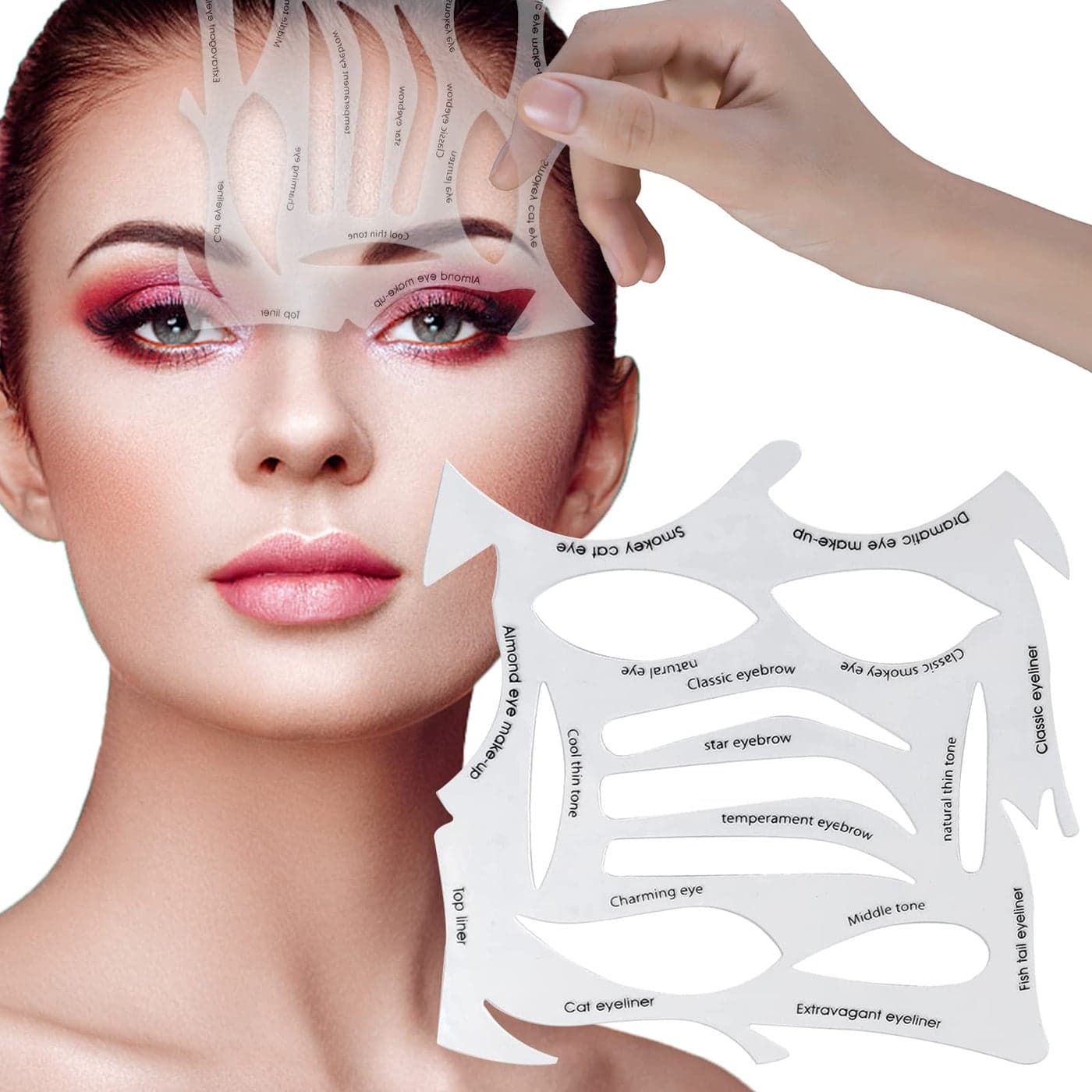 YAFIYGI Quick MakeUp Stencils Eyeliner Molds a Makeup Tool with a Variety of Shapes Eyeliner Stencil Pads Eyeshadow Applicators Eyeliner Template