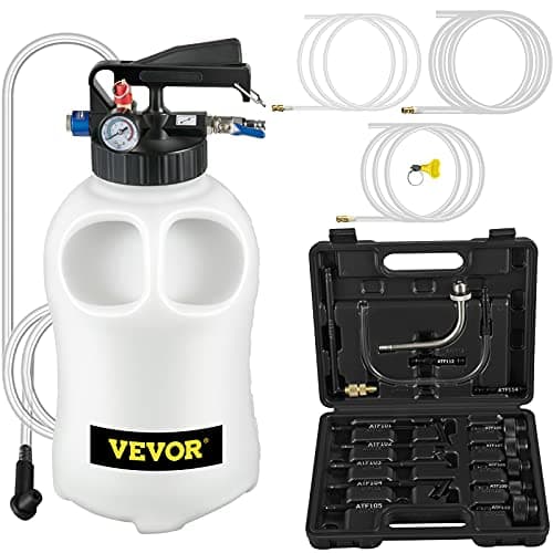 VEVOR Transmission Fluid Pump 2 Way ATF Refill System Dispenser, Oil and Liquid Extractor 10 Liter Large Capacity, Automatic Transmission Fluid Pump Tool Set with 14 Pieces ATF Filler Adapters