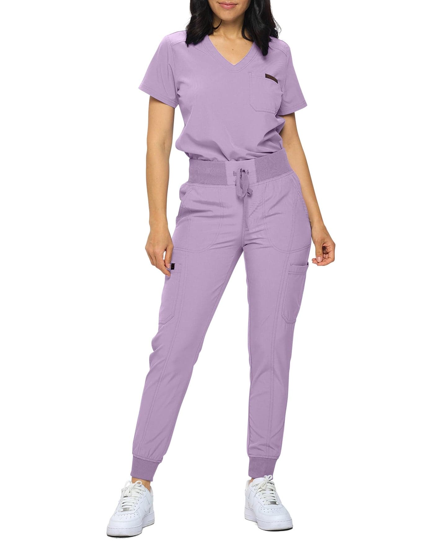 Monarch Uniforms Slim Fit Stretchy Scrubs Womens Jogger Scrub Set Slim Jogger Scrubs with TuckIn Top for Women LAVENDERM