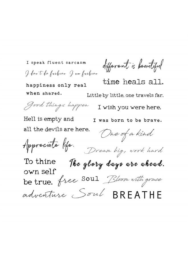 Everjoy Realistic Temporary Tattoos - 20 Individual Line Pcs, Waterproof Inspirational Words for Adult, Women (Words)