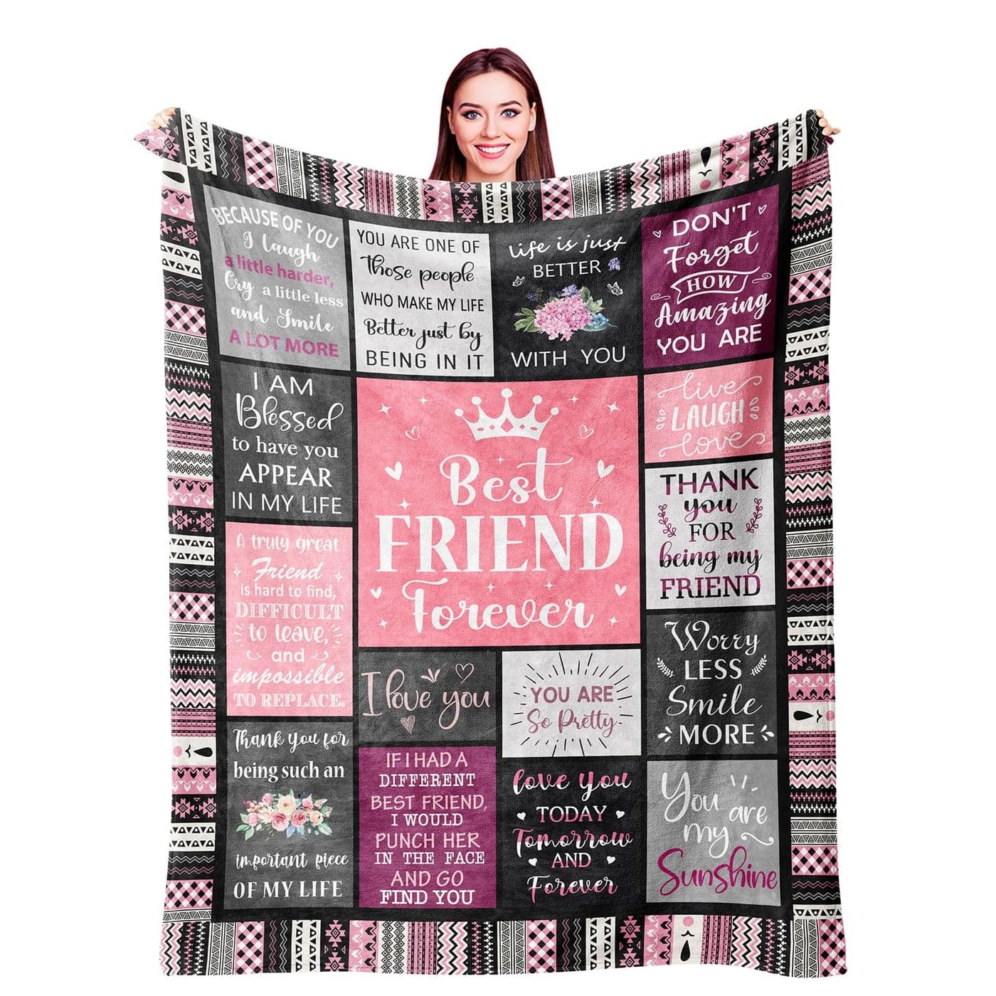 Ivivis Best Friend Birthday Gifts for Women Christmas Long Distance Friendship Gifts for BFF Bestie Soul Sister Soft Flannel Throw Blanket 60X50