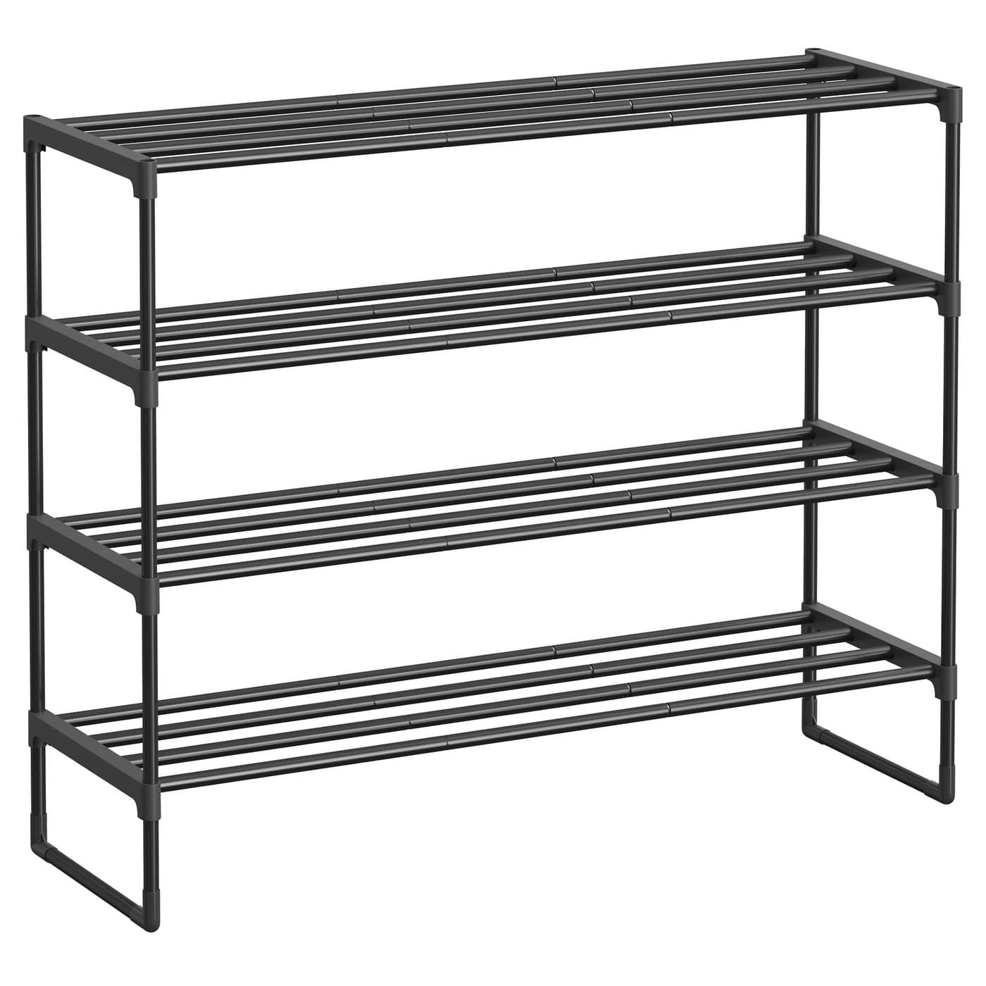 SONGMICS Shoe Rack 4Tier Shoe Organizer Metal Storage Shelf Upright or Upside Down for 2025 Pairs Stackable for Entryway 118 x 362 x 295 Inches Black ULSA14BK