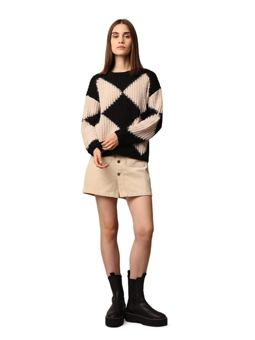 ONLY Women's Regular Fit Black Sweater