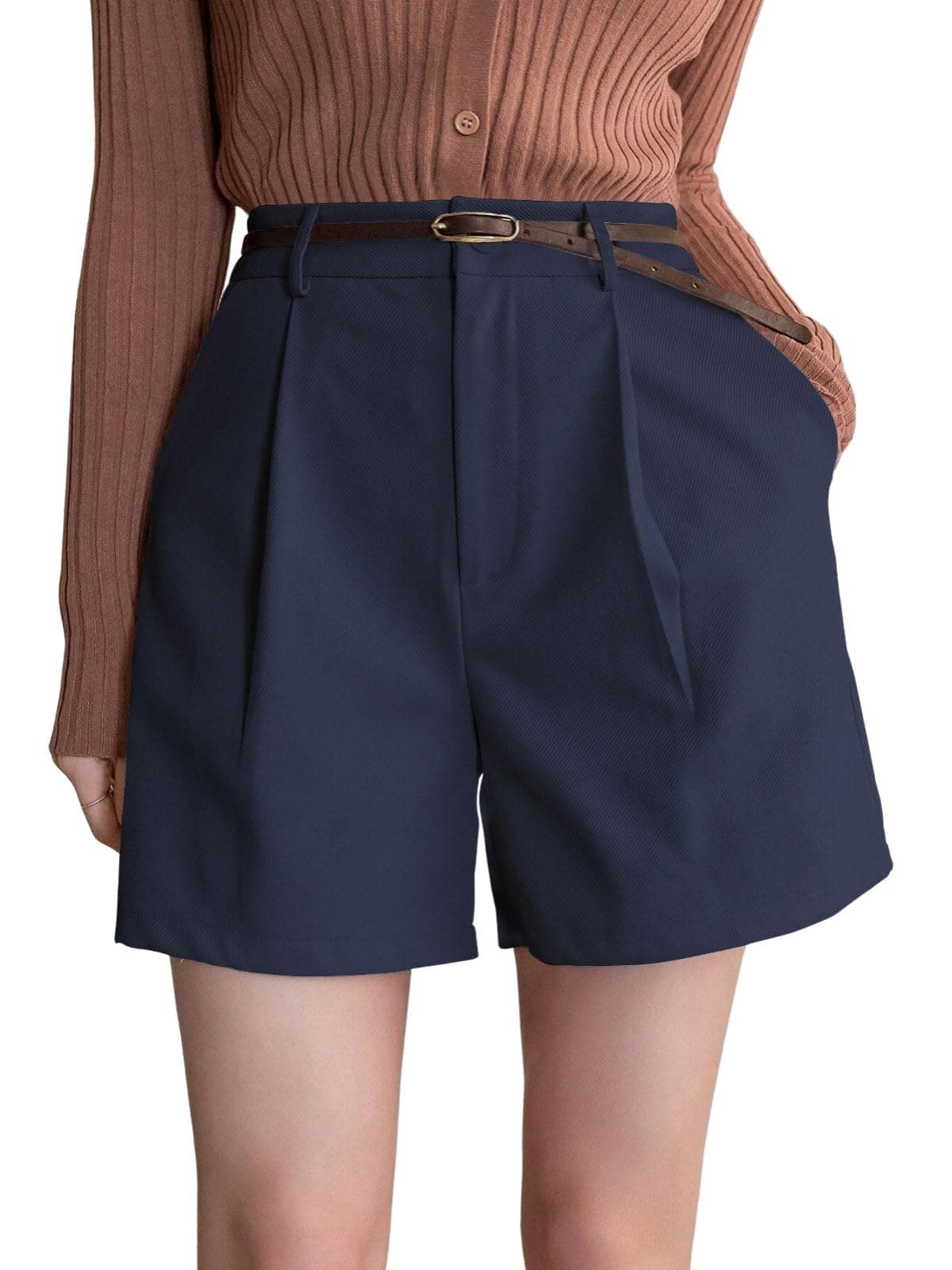 GRECIILOOKS Women’s Western Shorts – Trendy Knee Length Casual Bottoms | Relaxed Fit Summer Shorts for Girls & Women Blue