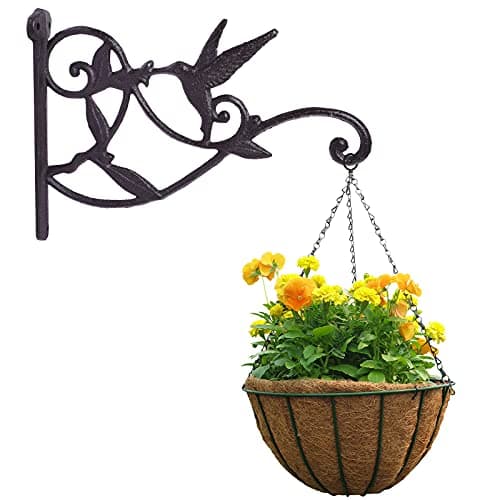 DEWEL Hanging Plant Bracket, Hummingbird Plant Hangers Outdoor Iron Hanging Baskets for Plants Decorative Wall Plant Hooks Brid Feeder Hanger Hook Hangers for Flower Basket Pot Lantern Wind Chime