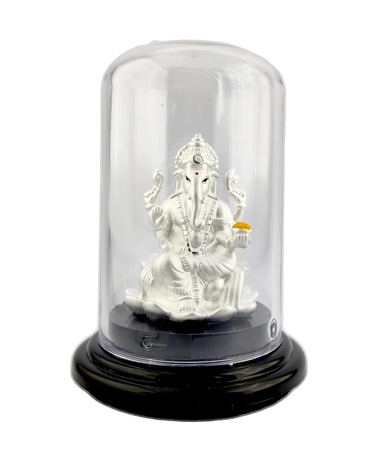 Silverspot 999 Pure Silver GaneshaVinayaka Beautiful Idol with Acrylic Base for PoojaGift Item for ospicious Occassions