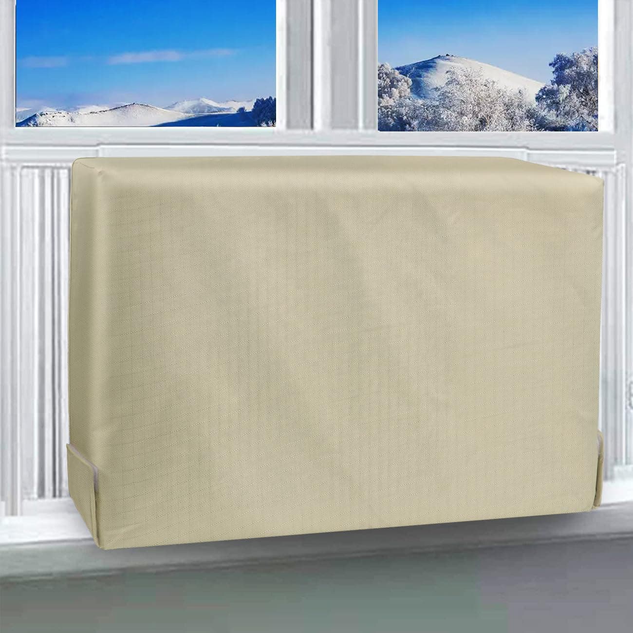Waterproof Insulated Indoor Air Conditioner Cover for Inside Window AC Unit 28Wx 20Hx 35D Beige