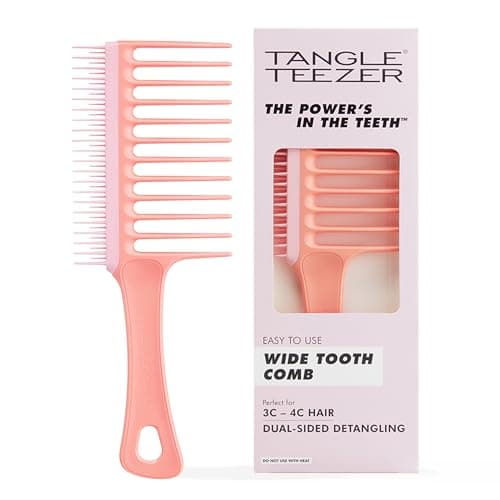 Tangle Teezer Wide Tooth Comb Double Sided for Detangling and Less Breakage for 3C to 4C Curly Hair Types Peach