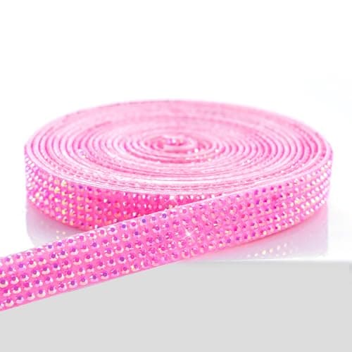 Novani Self Adhesive Rhinestone Ribbon 039 Inch Wide 3 Yards 1 Roll Hot Pink AB Crystal Diamond Bling Strips for DIY Crafts Glitter Resin Rhinestones for Crafting Car Decoration