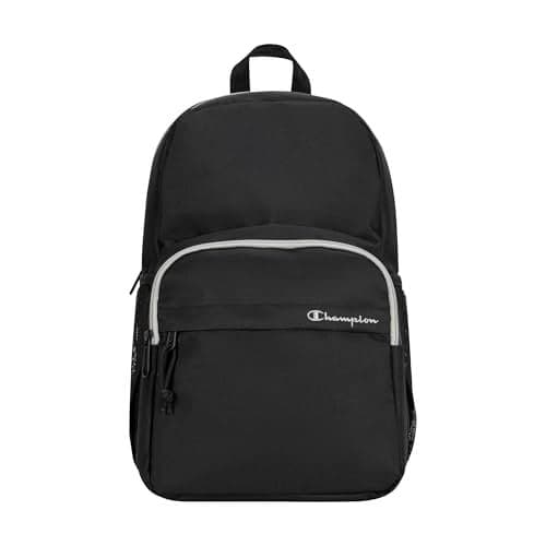 Champion Luna Laptop Backpack with Padded Adjustable Straps, Water Bottle Pocket for Work, Travel, Daily Use, Black, One Size