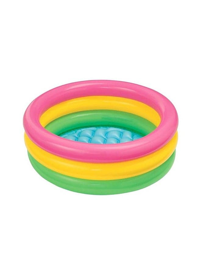 3-Ring Rainbow Portable Inflatable Circular Swimming Pool - Lightweight, Compact & Easy Setup Kiddie Pool for Backyards, Gardens, and Outdoor Fun - Ideal for Kids Ages 3-8, Family Summer Water Parties, with Drain Plug & Repair Patch