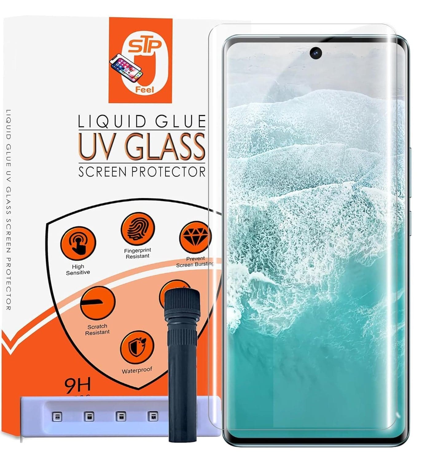 STP FEEL® UV HD+ Tempered Glass Screen Protector Guard Compatible For Redmi Note 14 Pro 5G / Note 14 Pro+ Plus 5G (6.67 Inch, Pack of 1) Full Adhesive UV Curved Case Friendly HD+ Clarity