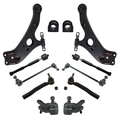 TRQ Front Steering and Suspension Kit Tie Rods Control Arms Ball Joints Sway Bar Links Sway Bar Bushing Set Compatible with 2011-2020 Toyota Sienna