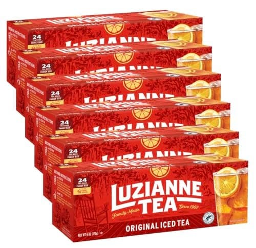 Luzianne Unsweetened Iced Tea Bags Family Size 24ct Box Pack of 6