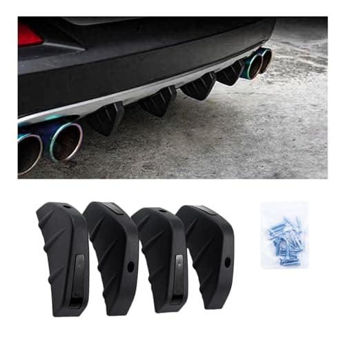 Augeny 4PCS Car Rear Lower Bumper Wing Lip Diffuser AntiCrash Auto Shark Fin Spoiler Protector with Mounting Screws Universal Rear Bumper Lip Diffuser Kit for Car SUV Truck Black