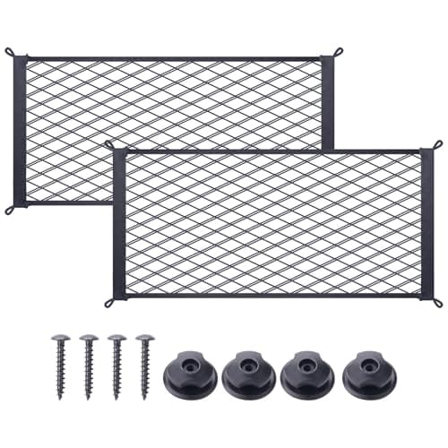 MWMNUN 2 Pcs Universal Stretch Mesh Car Mesh Bag with Screws and Hooks for Trunk RV Boats Home Cargo Storage 177 x 98