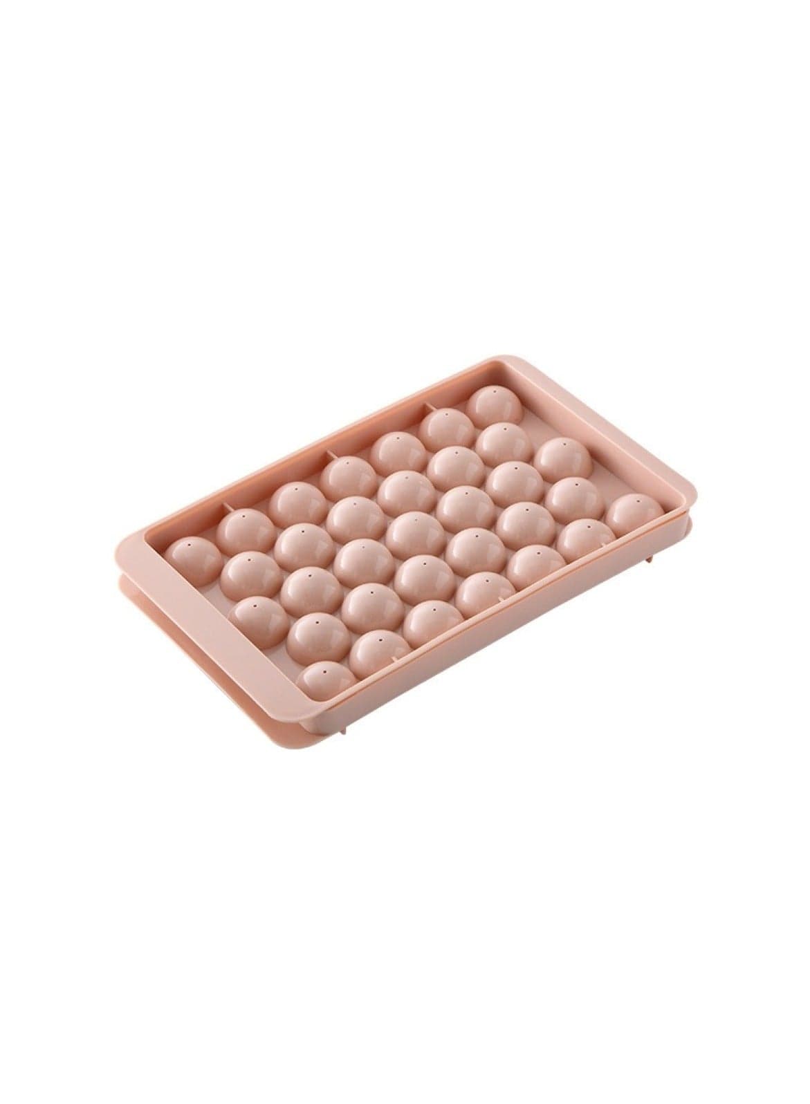 33-Square & Circular Ice Cube Tray Multipurpose Food-Grade Freezer Mold with Lid Pink 25x15x2cm