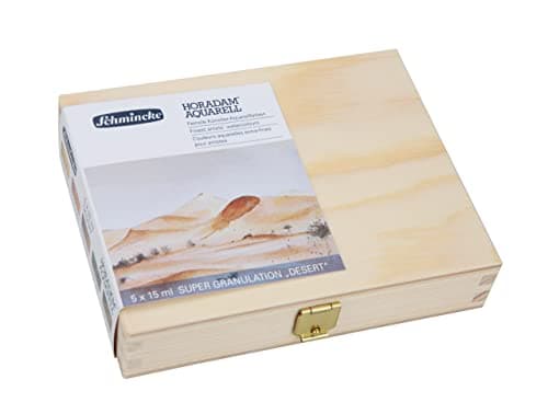Schmincke HORADAM AQUARELL SuperGranulation Set Desert 5 x 15 ml tubes 74 869 097 wooden box very strong granulating colors finest supergranulating watercolors