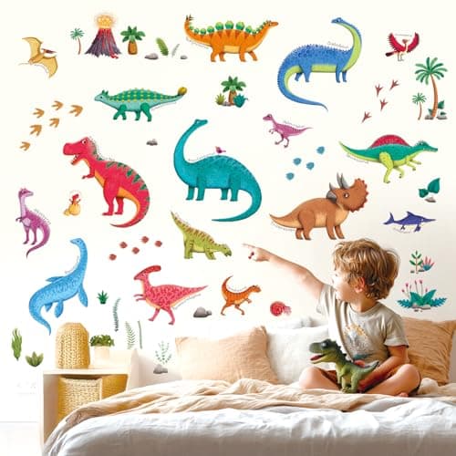DECOWALL DS92115 Large Dinosaur Wall Decals Dino Stickers for Kids Boys Baby Nursery Bedroom Living Room Classroom Playroom Home Decor Art Decoration